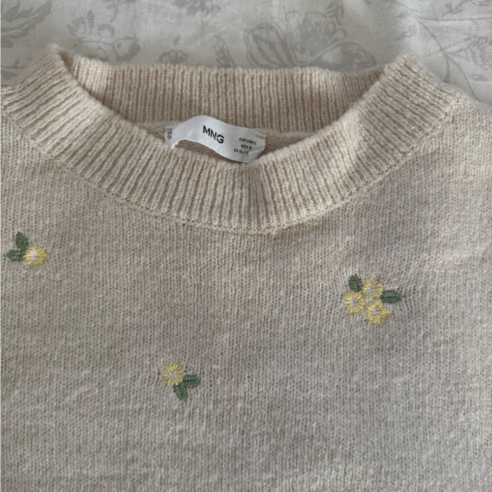 Mango Beige Sweater with Yellow Floral Details